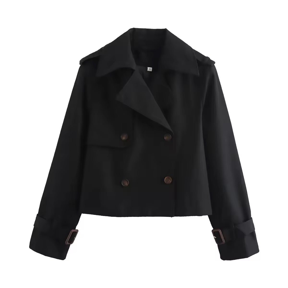 Women's Cropped Double-Breasted Trench Coat