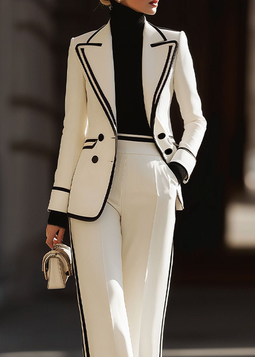 Women's Double-Breasted Blazer and Wide-Leg Trousers Set