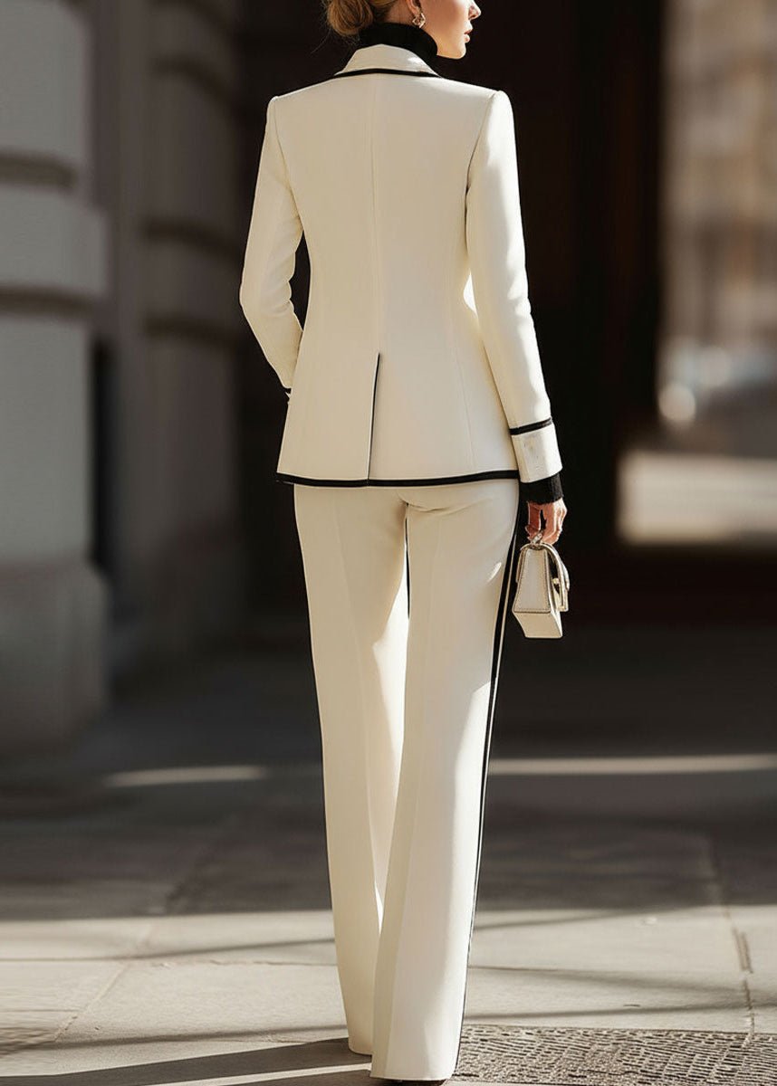 Women's Double-Breasted Blazer and Wide-Leg Trousers Set
