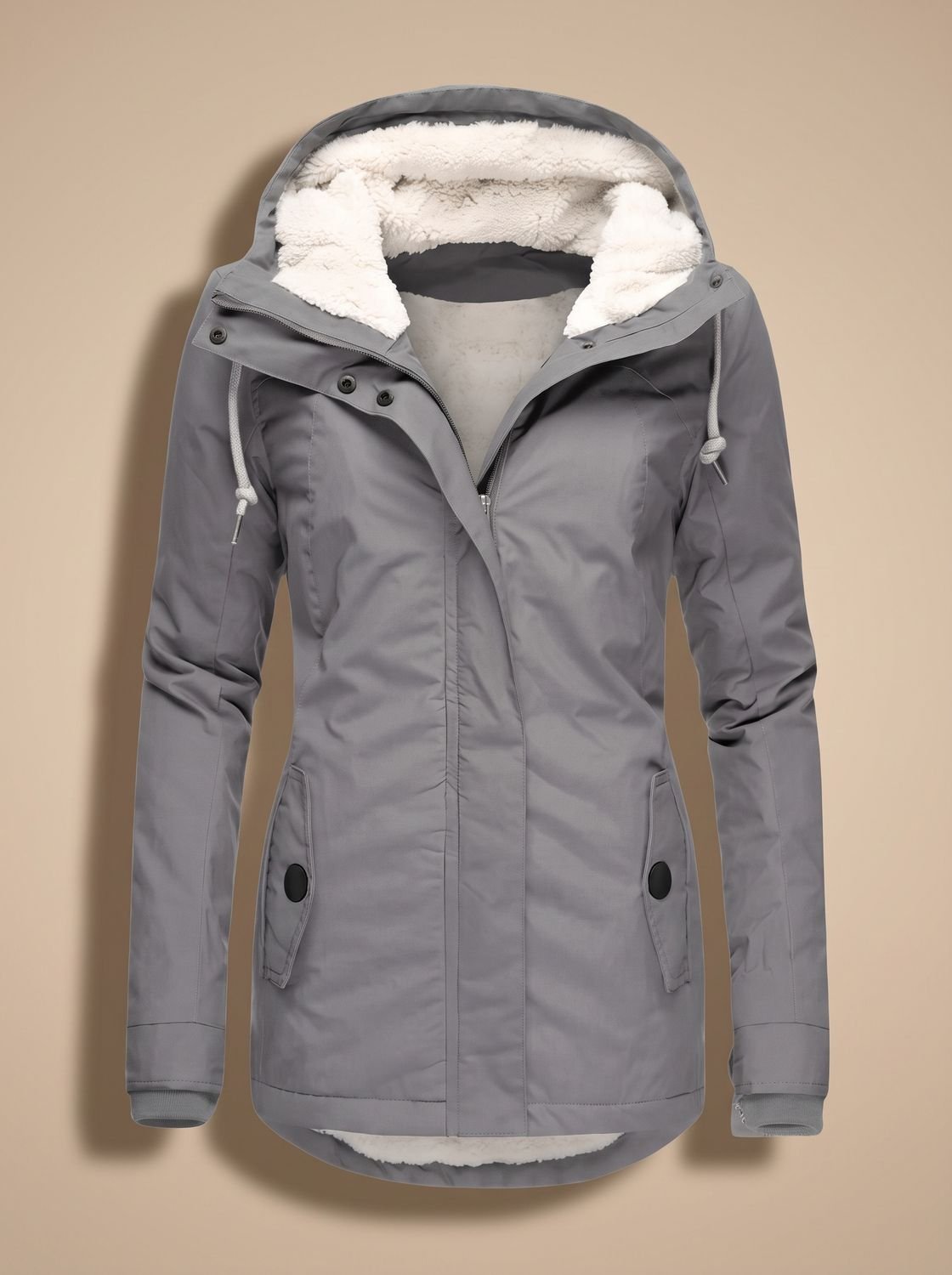 Women's Sherpa-Lined Hooded Winter Jacket