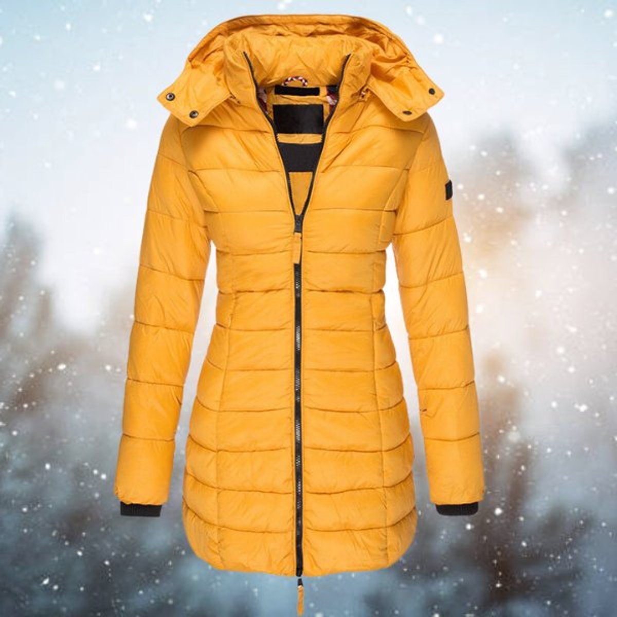 Titel: Women's Longline Quilted Puffer Jacket with Hood