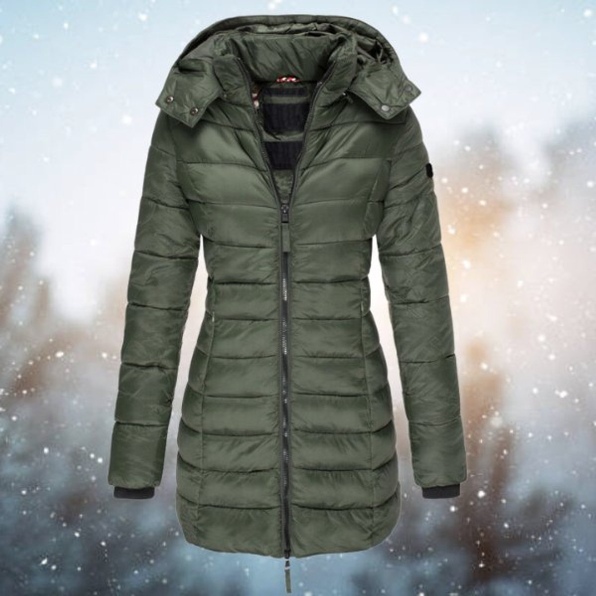 Titel: Women's Longline Quilted Puffer Jacket with Hood