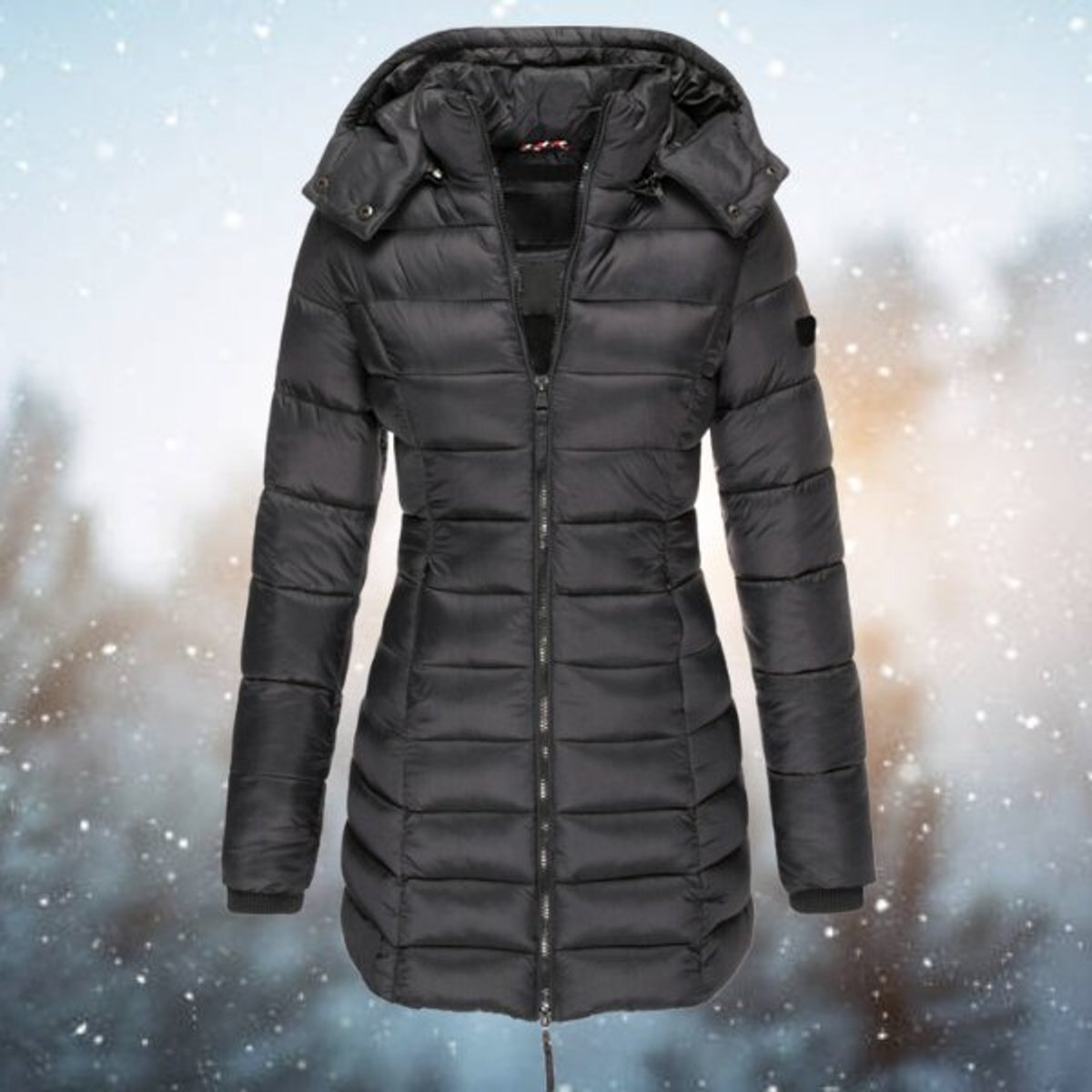 Titel: Women's Longline Quilted Puffer Jacket with Hood