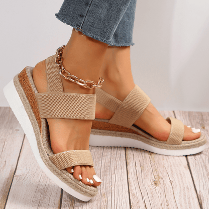 Platform Espadrille Wedge Sandals With Stretch Bands