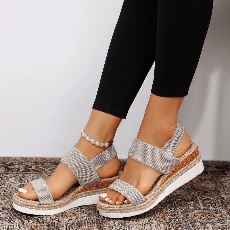 Platform Espadrille Wedge Sandals With Stretch Bands