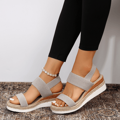 Platform Espadrille Wedge Sandals With Stretch Bands