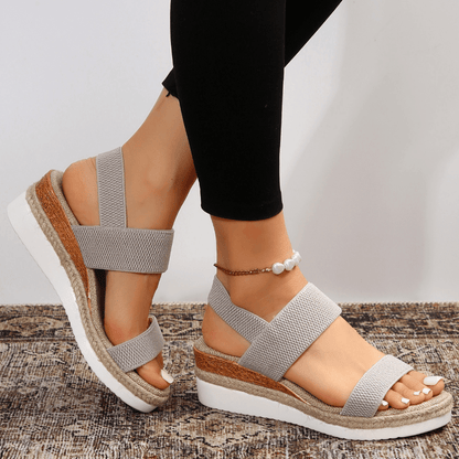 Platform Espadrille Wedge Sandals With Stretch Bands