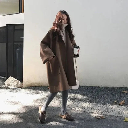 Women's Oversized Cocoon Coat with Patch Pockets