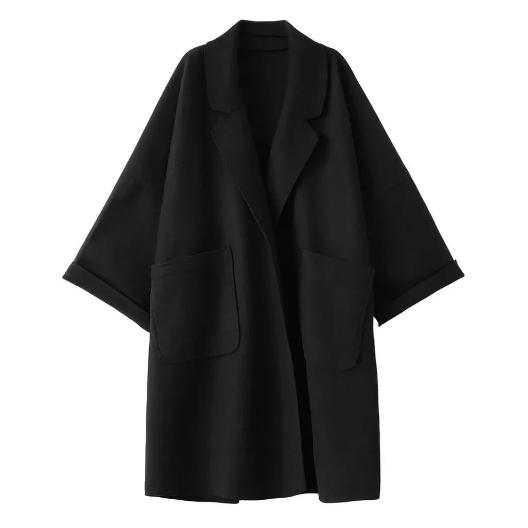 Women's Oversized Cocoon Coat with Patch Pockets