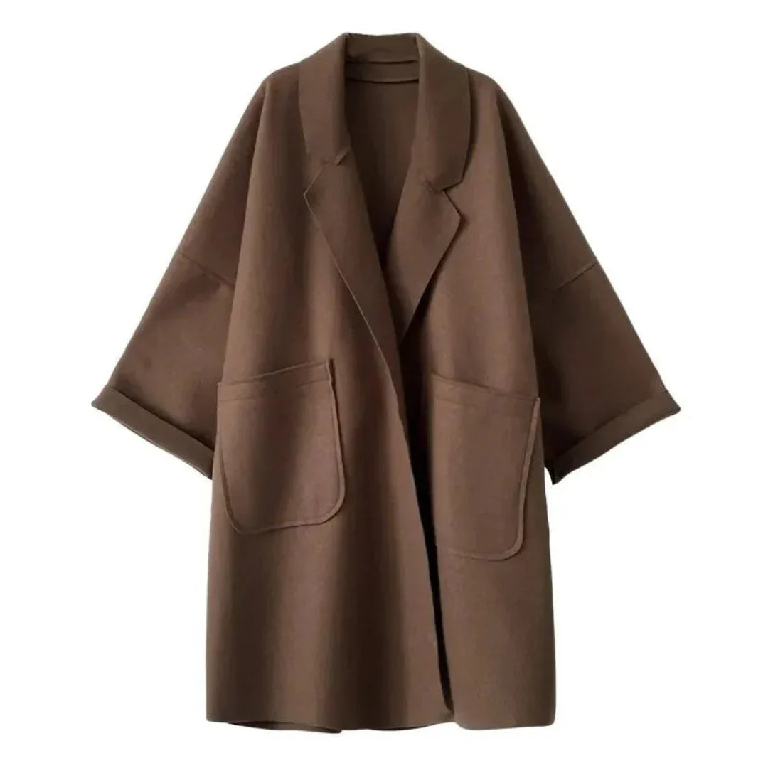 Women's Oversized Cocoon Coat with Patch Pockets