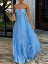 Pleated Halter Maxi Dress With Side Cut-Outs