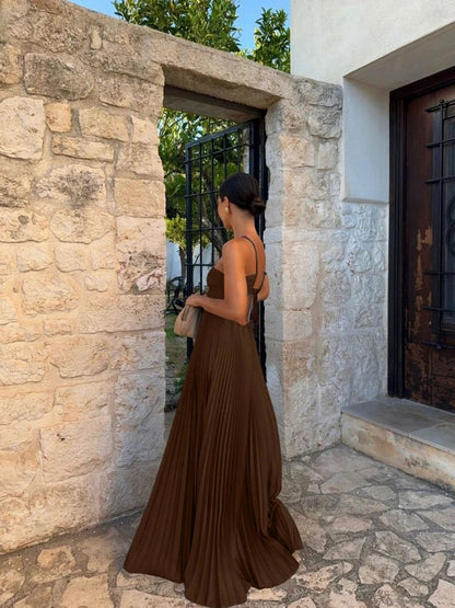 Pleated Halter Maxi Dress With Side Cut-Outs