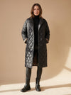 Women's Longline Diamond-Quilted Coat with Leopard Lining