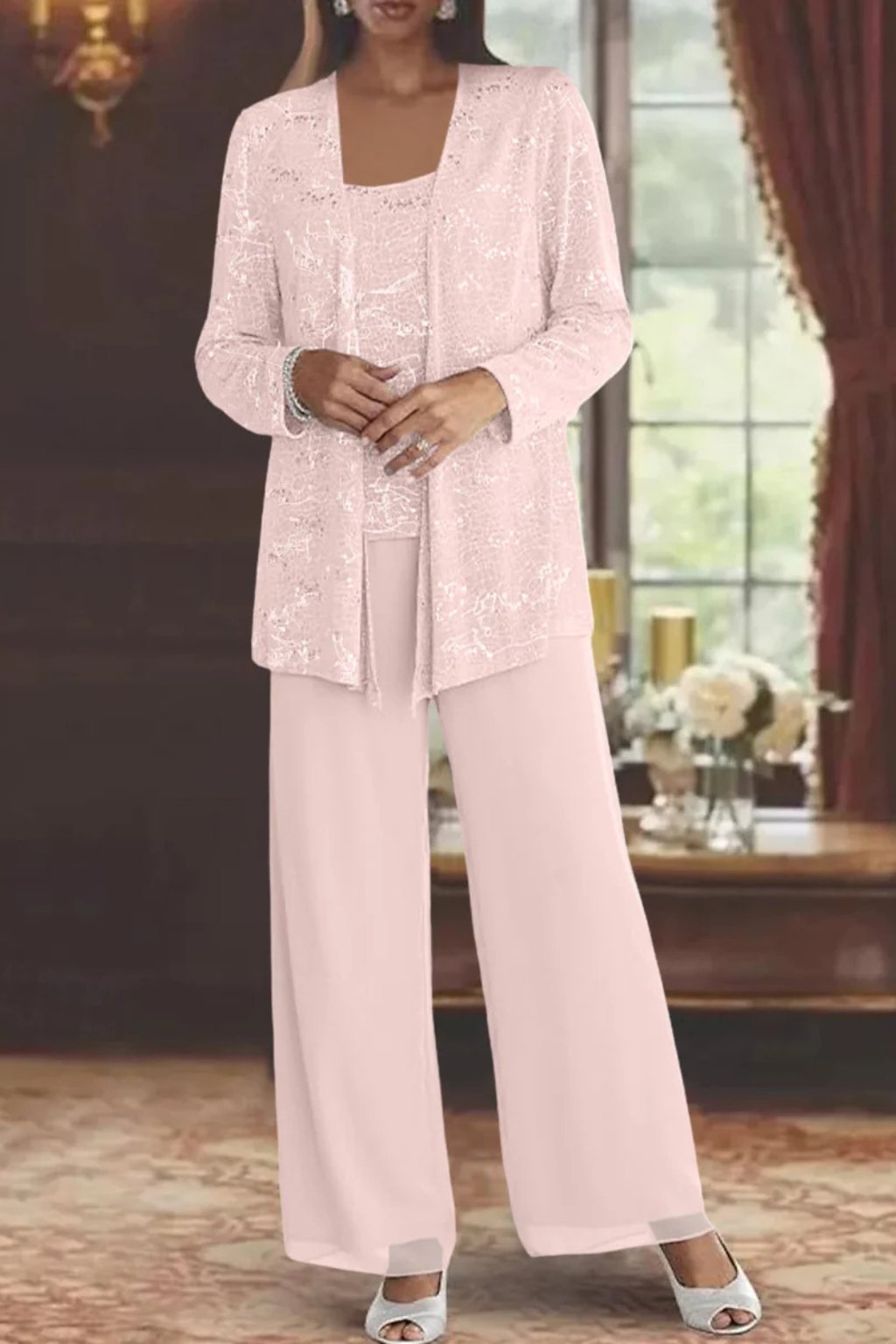Women's Sequin Three-Piece Trouser Set