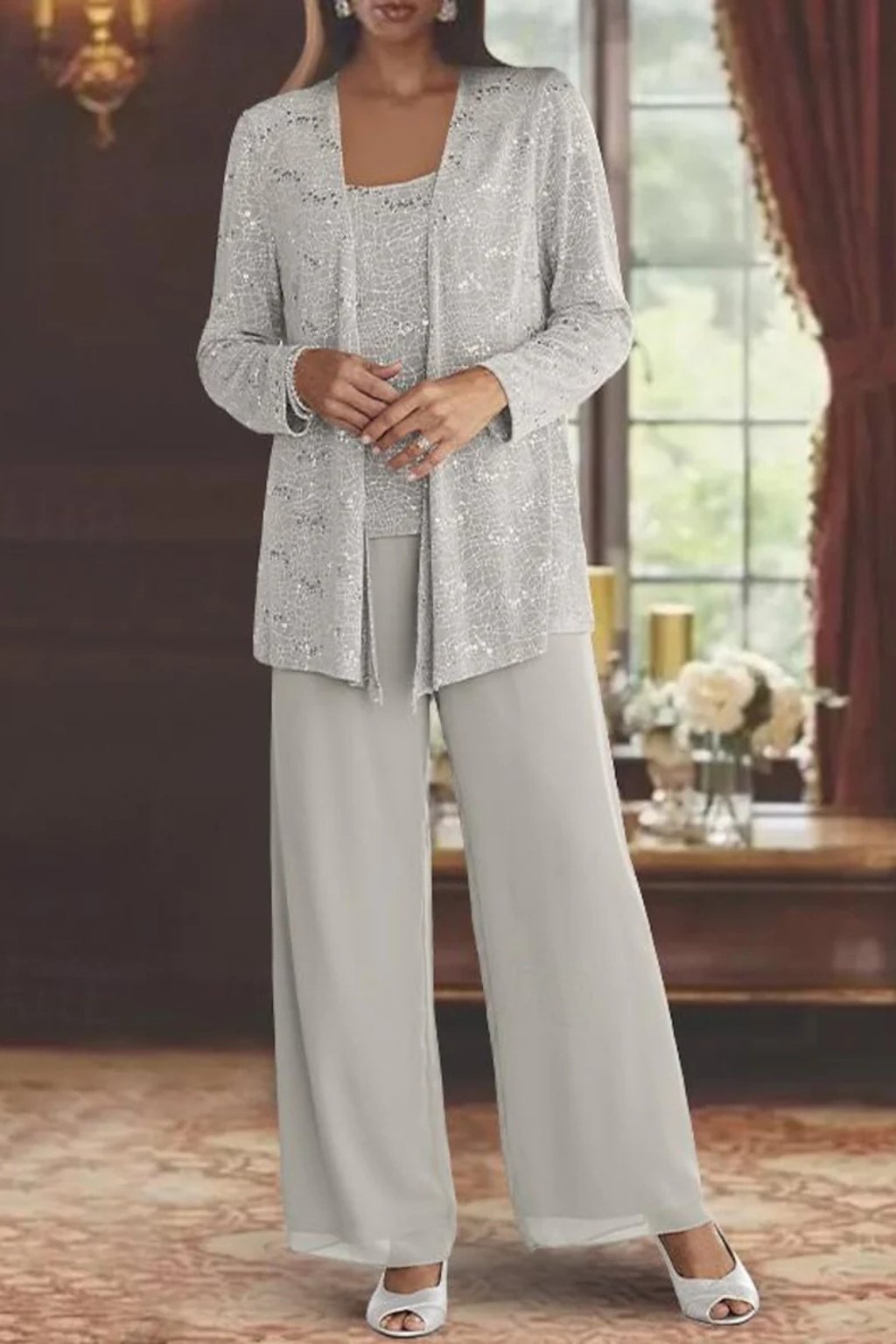 Women's Sequin Three-Piece Trouser Set