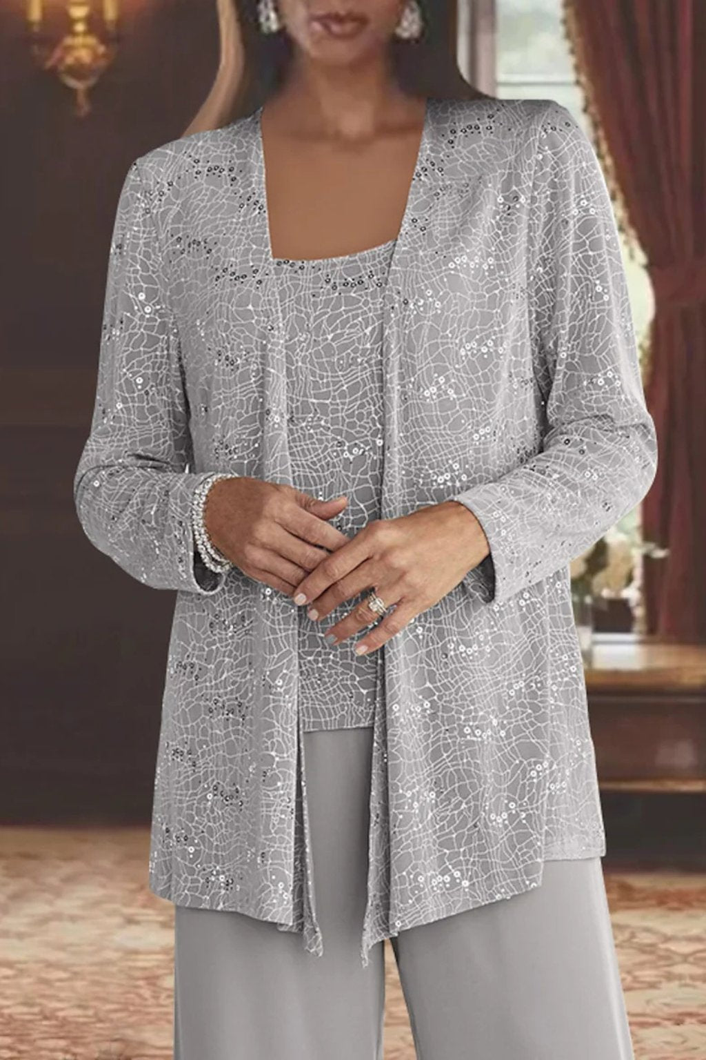 Women's Sequin Three-Piece Trouser Set