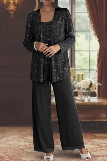 Women's Sequin Three-Piece Trouser Set