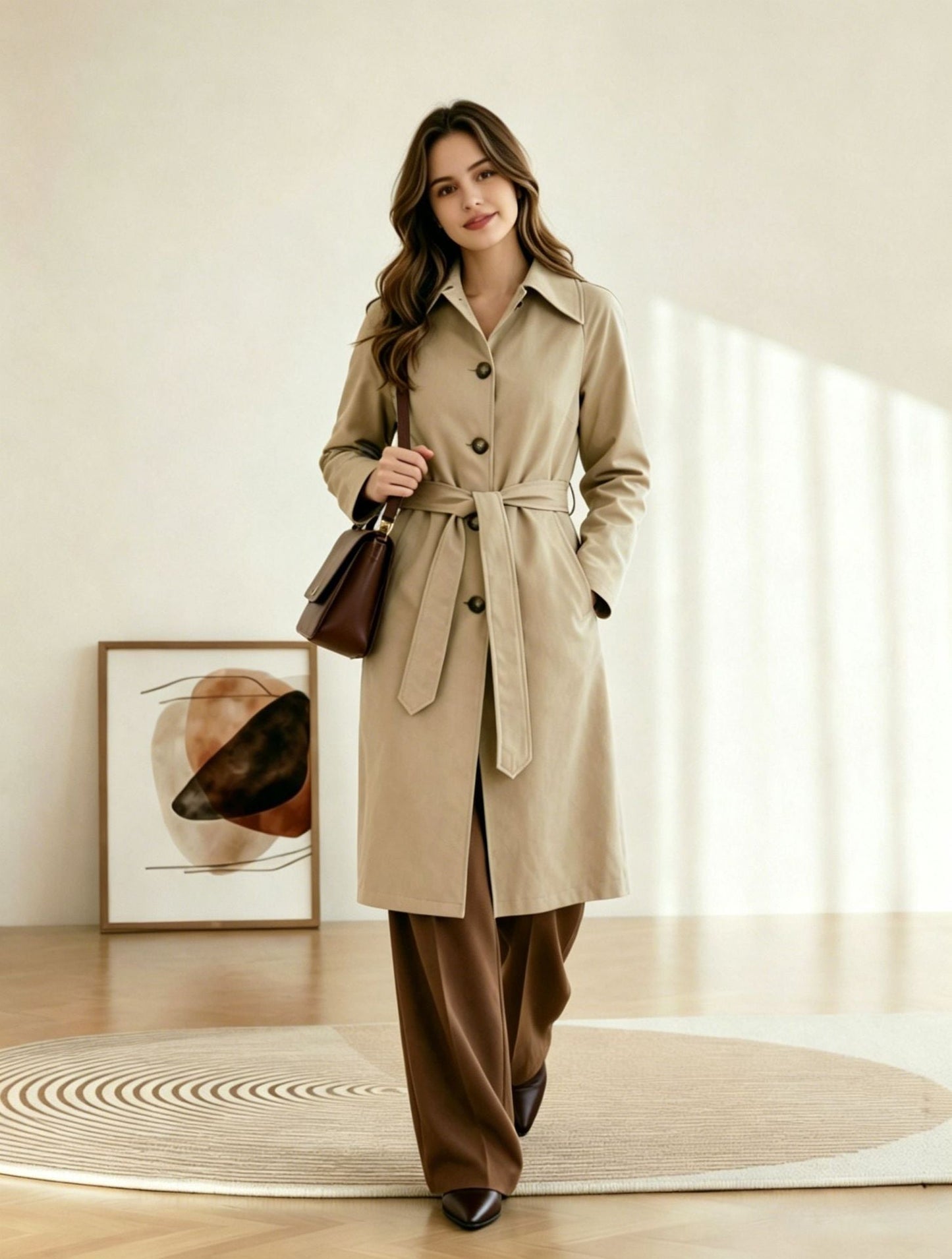 Women's Longline Single-Breasted Trench Coat