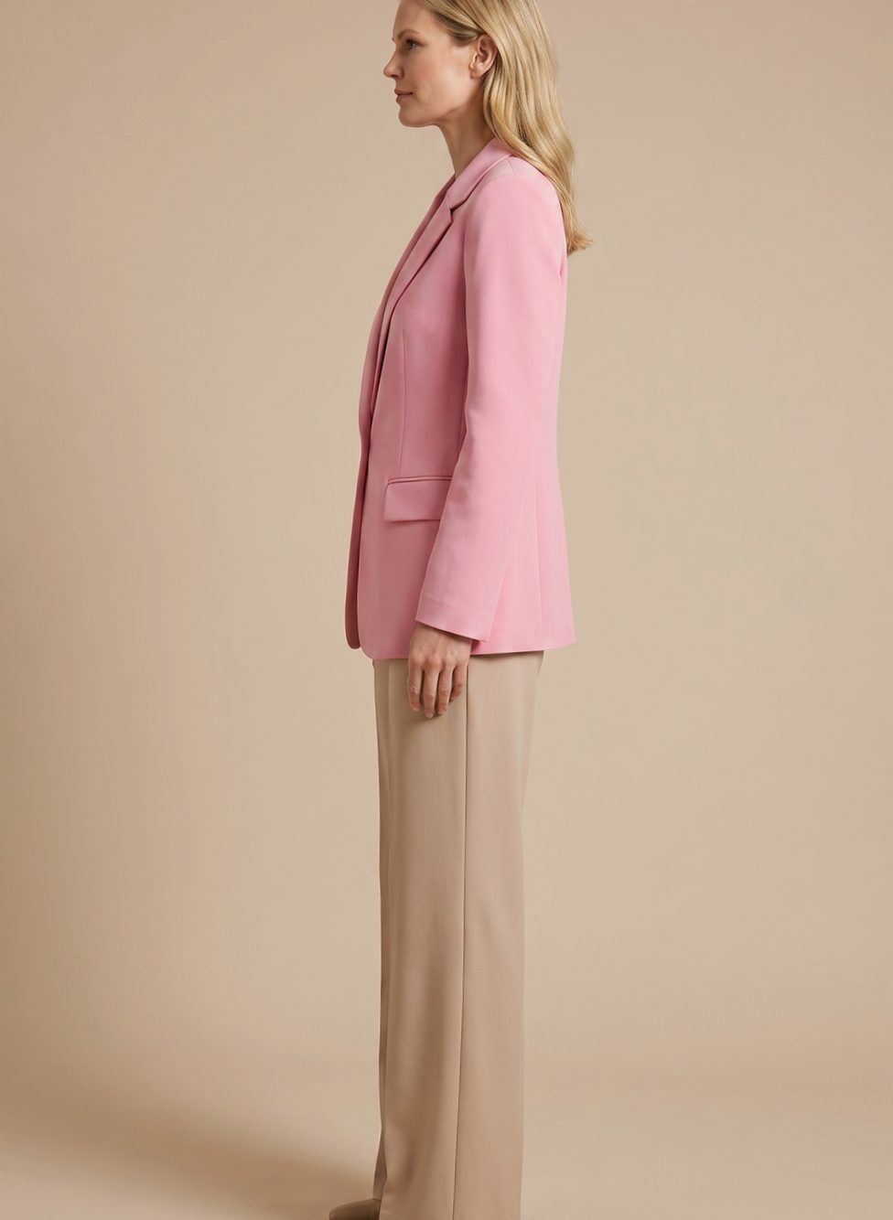 Women's Single-Button Blazer and Wide-Leg Flare Trousers Set