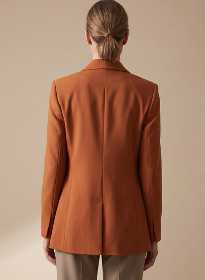 Women's Single-Button Blazer and Wide-Leg Flare Trousers Set
