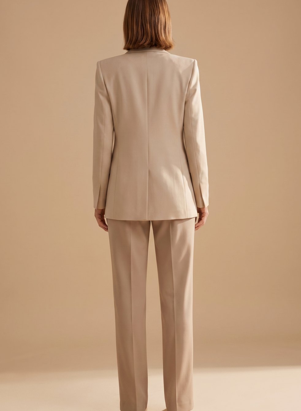 Women's Single-Button Blazer and Wide-Leg Flare Trousers Set