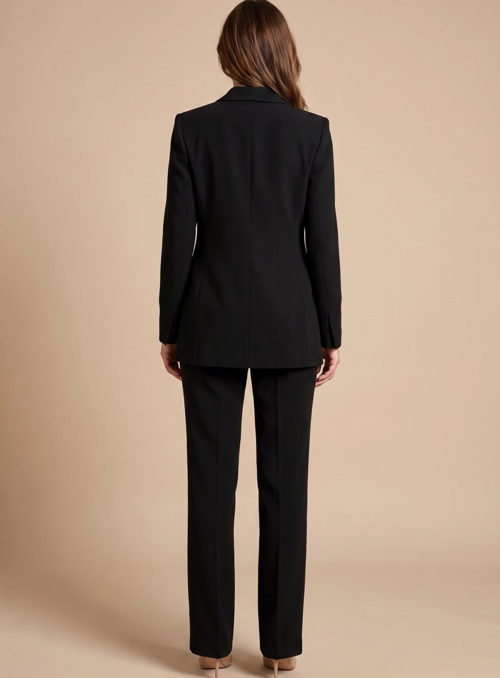 Women's Single-Button Blazer and Wide-Leg Flare Trousers Set