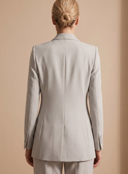 Women's Single-Button Blazer and Wide-Leg Flare Trousers Set
